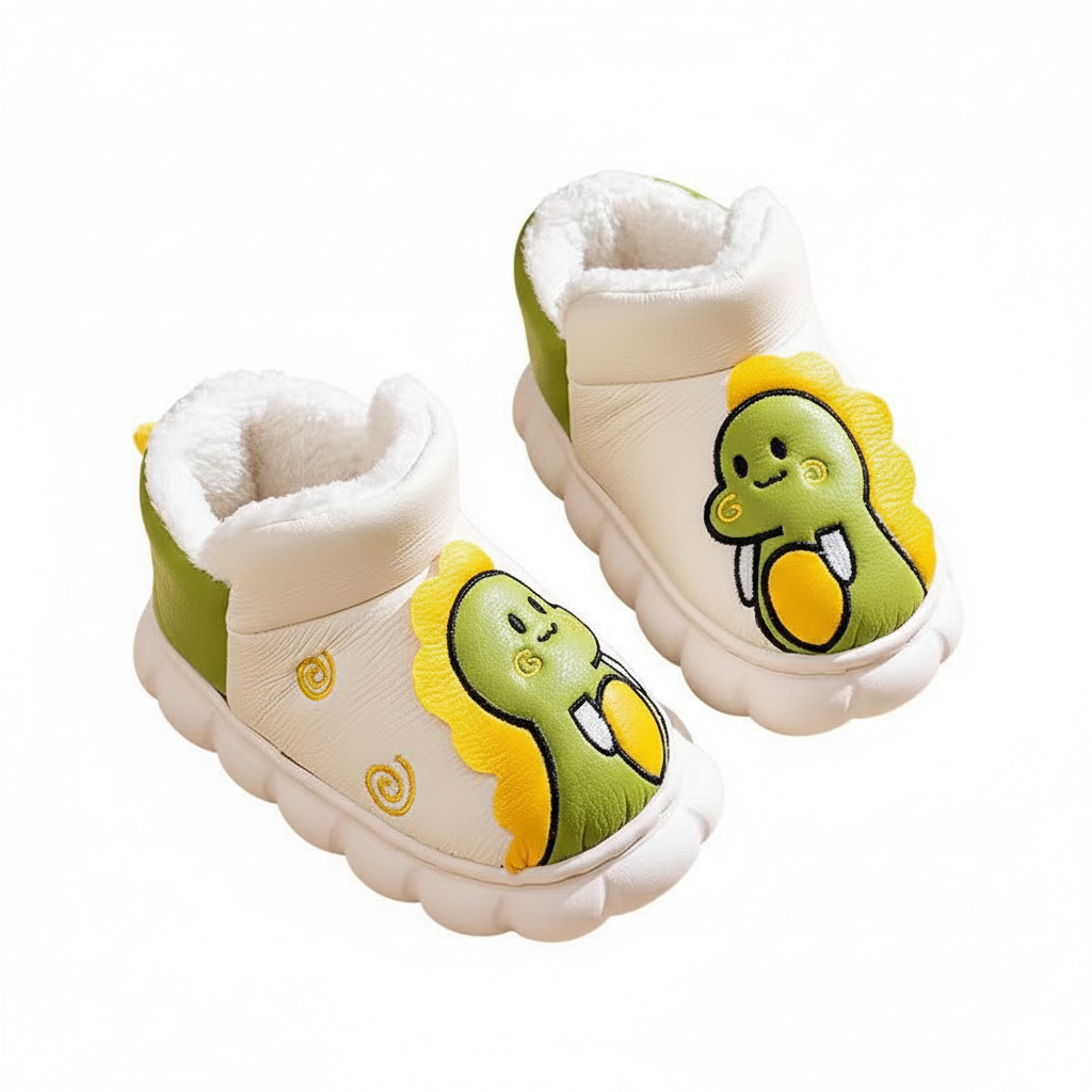 Botas de invierno con forro de piel suave y estampado de dinosaurios en 3D par de botas 