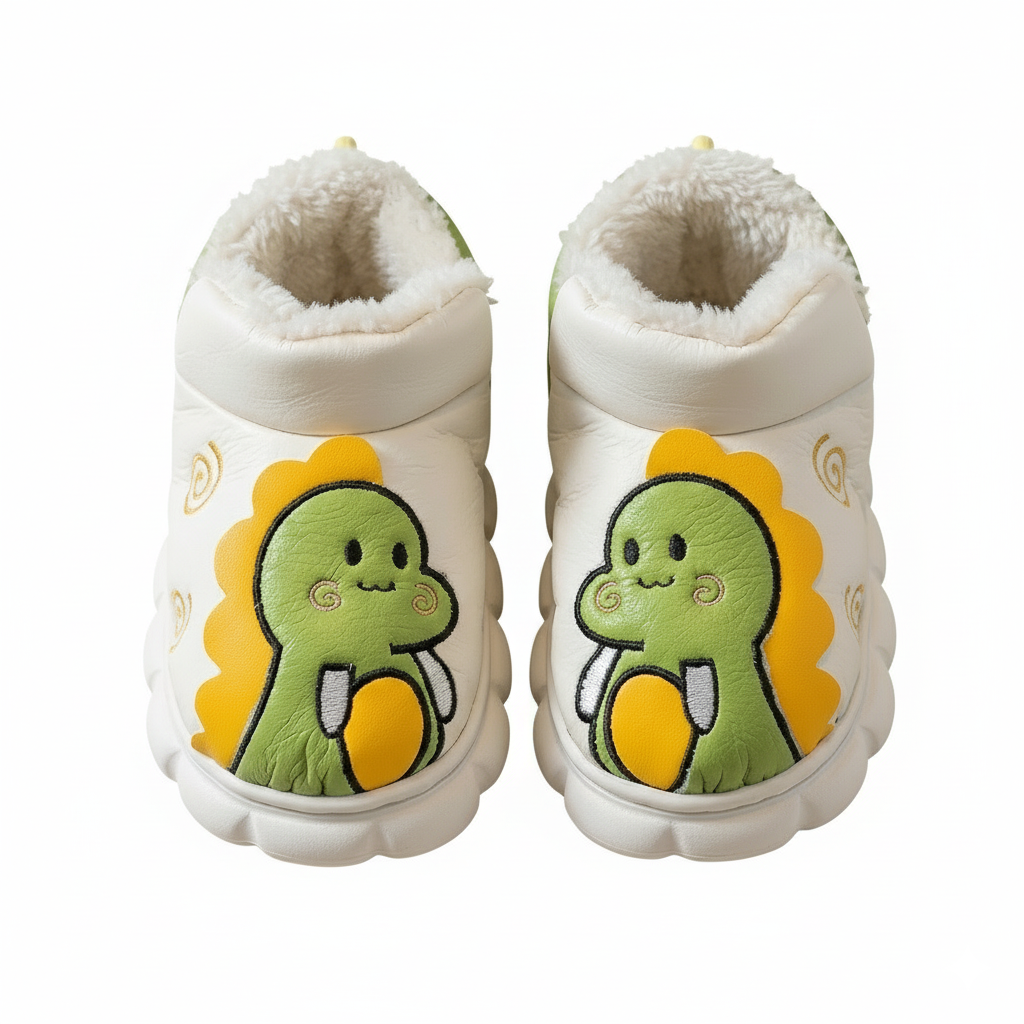 Botas de invierno con forro de piel suave y estampado de dinosaurios en 3D detalle estampado