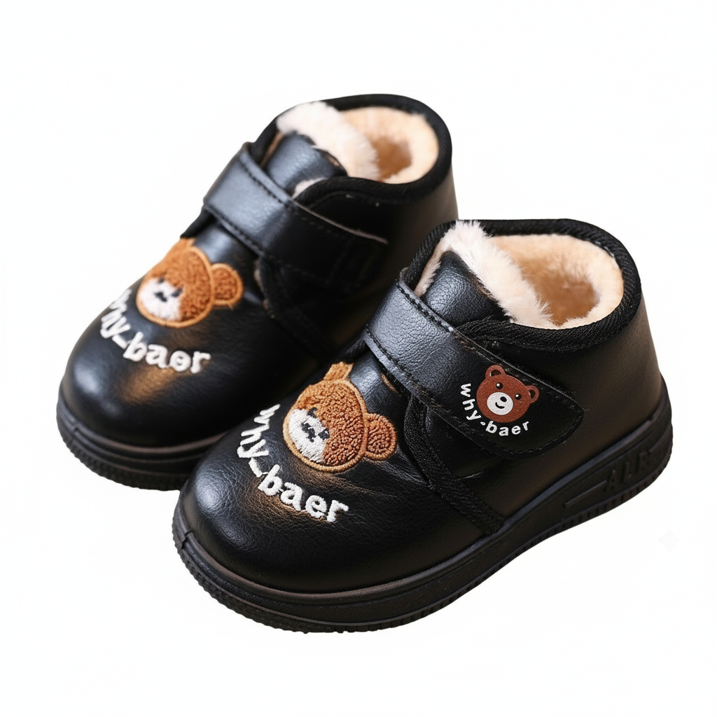Botas de invierno cálidas con suave pelo y material de cuero impermeable vista completa