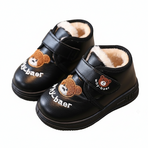 Botas de invierno cálidas con suave pelo y material de cuero impermeable vista completa