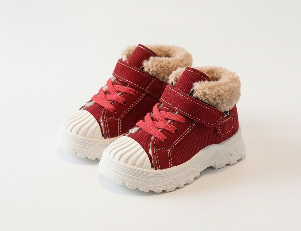 Zapatos cálidos forrados de piel con un diseño moderno vista completa