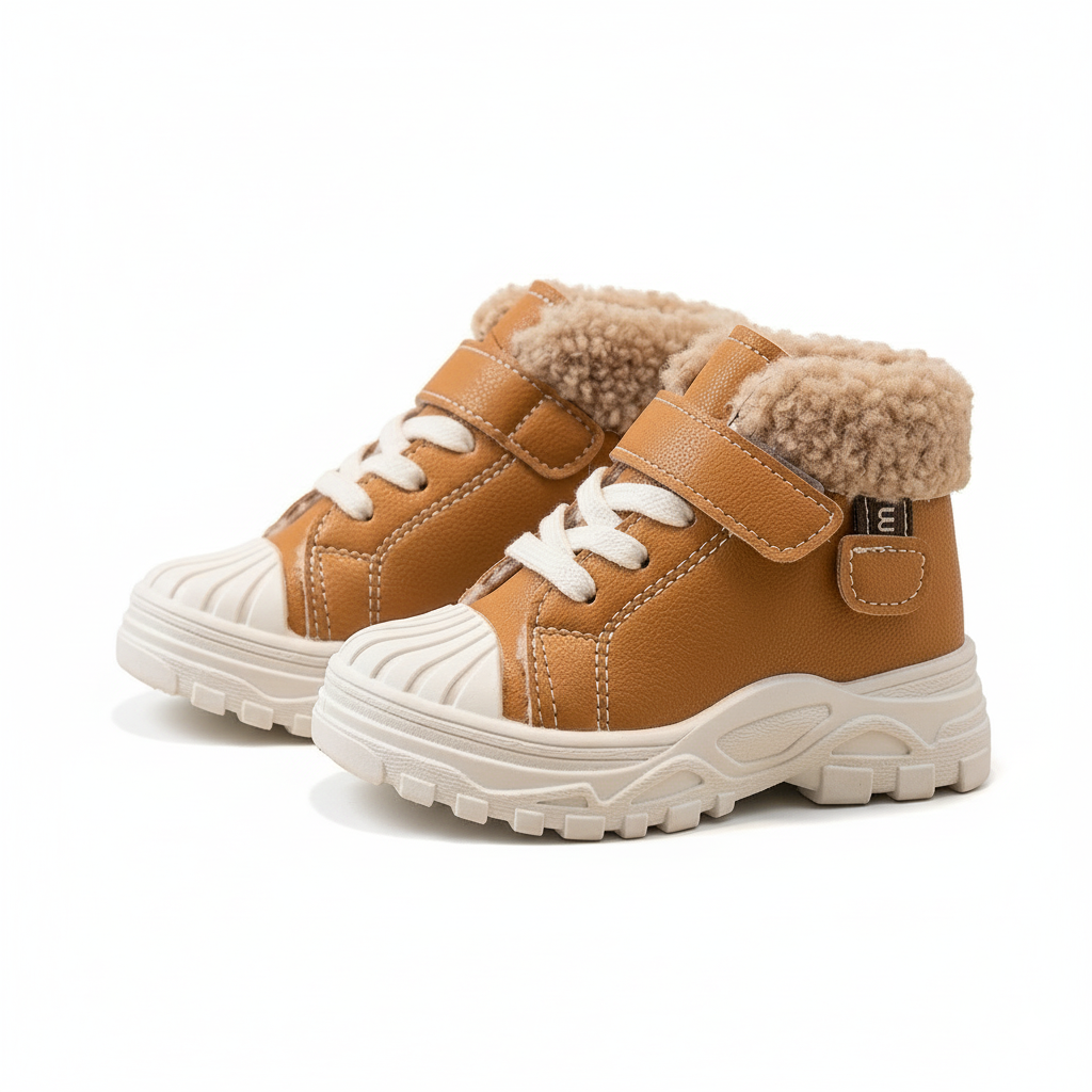 Zapatos cálidos forrados de piel con un diseño moderno vista lateral