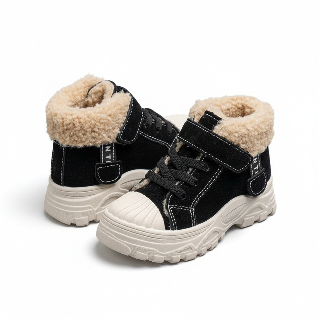 Zapatos cálidos forrados de piel con un diseño moderno vista lateral