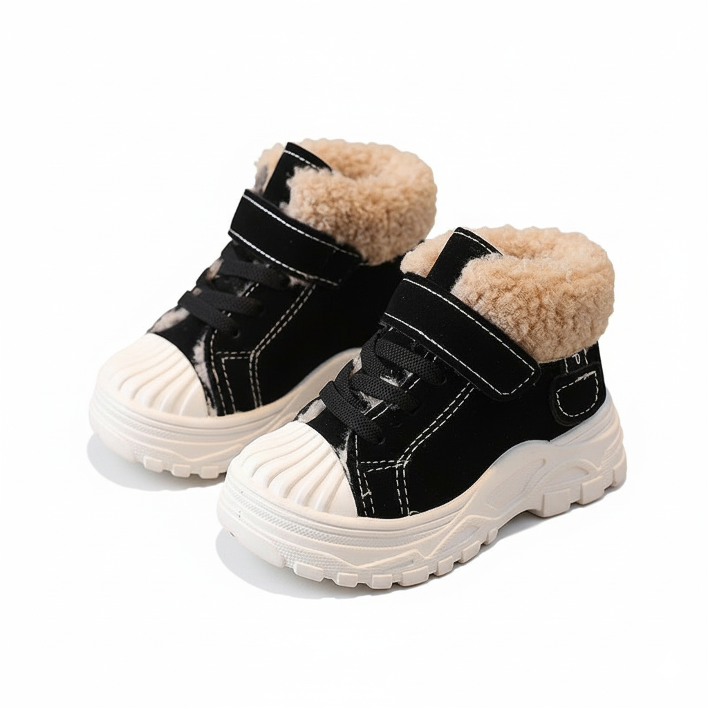 Zapatos cálidos forrados de piel con un diseño moderno vista lateral