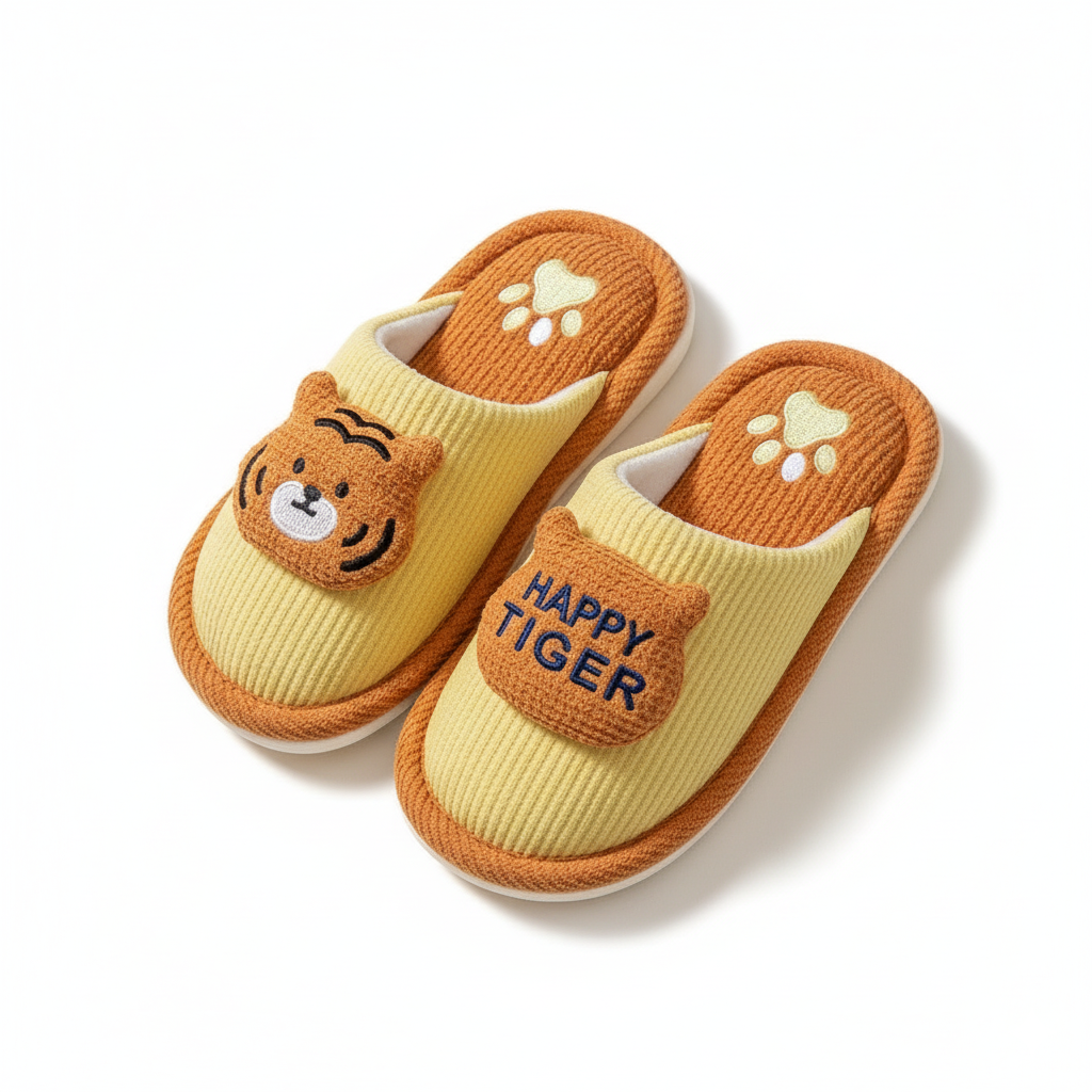 Pantuflas de algodón suave con forro cálido y diseño de dibujos animados detalle diseño