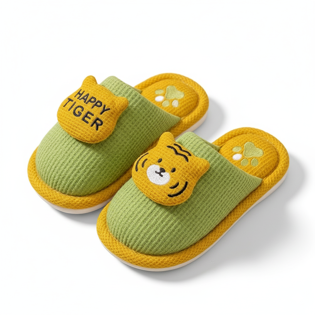 Pantuflas de algodón suave con forro cálido y diseño de dibujos animados vista completa