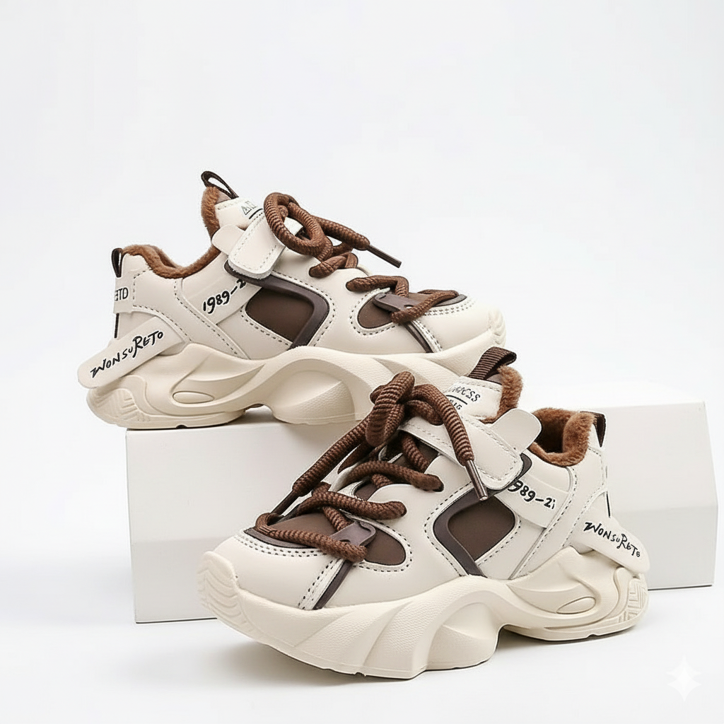 Zapatillas deportivas para niños con suela gruesa y forro de peluche para invierno en España