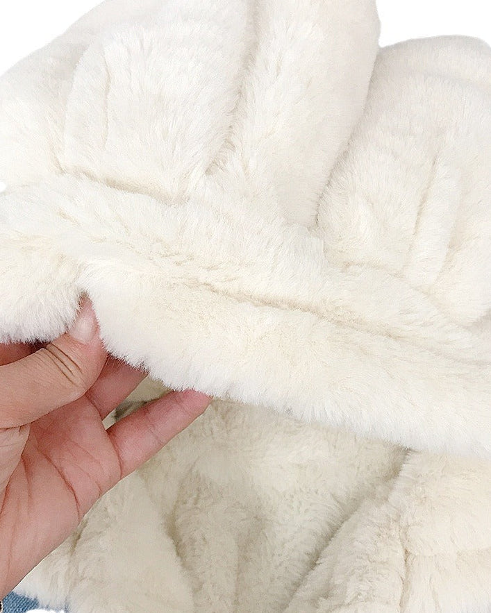 Chaqueta vaquera niña invierno con forro cálido y capucha de peluche con orejitas, Ideal para clima otoñal  en España