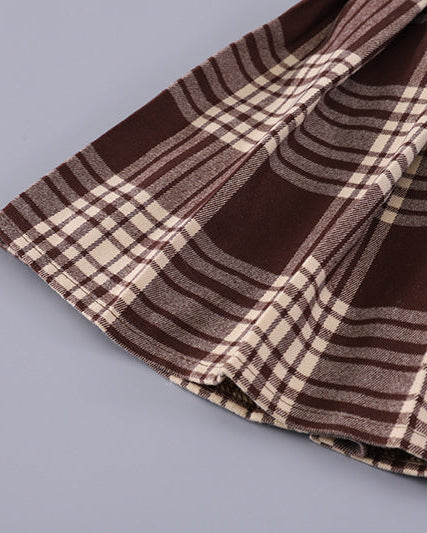 Conjunto niña 3 piezas elegante ropa bebé niña con chaleco de lana y falda de cuadros,Ideal para clima otoñal  en España