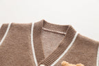 Conjunto ropa bebé niño 3 piezas invierno camisa de cuadros chaleco de lana pantalón , Ideal para clima otoñal en España
