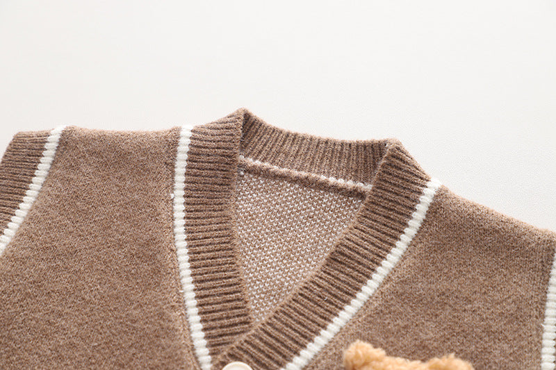 Conjunto ropa bebé niño 3 piezas invierno camisa de cuadros chaleco de lana pantalón , Ideal para clima otoñal en España