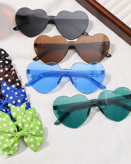 5 COLORES Gafas de sol niña corazón con diademas lunares set