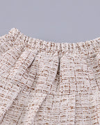 Conjunto niña 3 piezas invierno chaleco de piel, camiseta térmica y falda tweed ,Ideal para clima otoñal en España