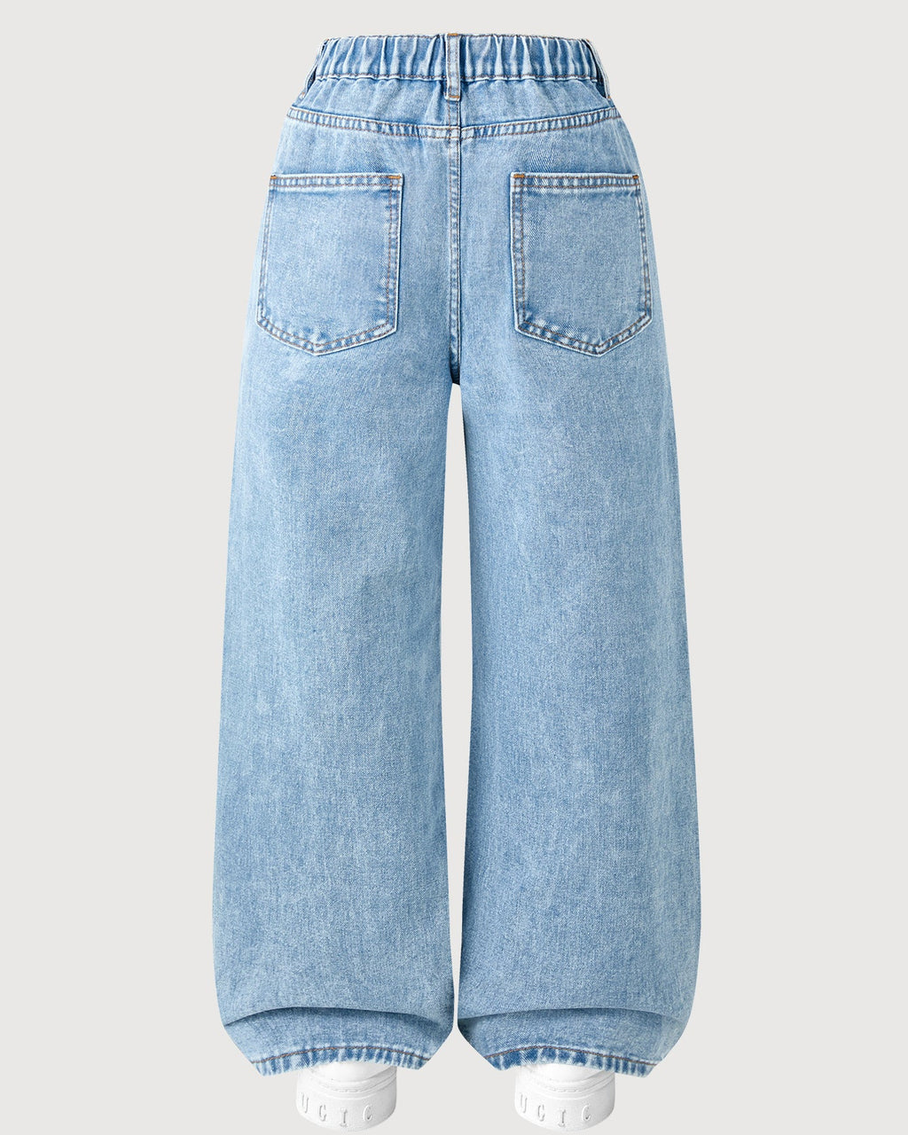 Jeans de Niña de Pierna Ancha con Flores Bordadas Cómodos,