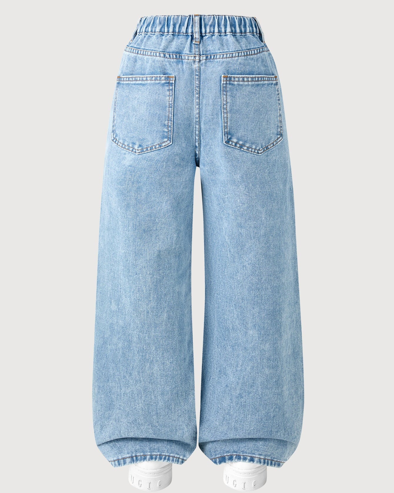Jeans de Niña de Pierna Ancha con Flores Bordadas Cómodos,