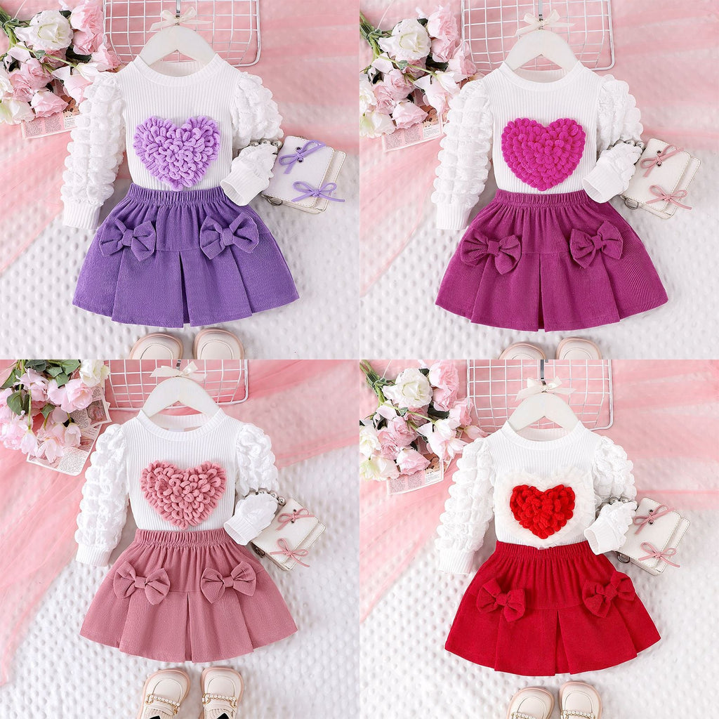 Conjunto de Corazón y Flores 3D para Niñas