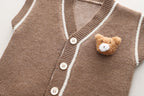 Conjunto ropa bebé niño 3 piezas invierno camisa de cuadros chaleco de lana pantalón , Ideal para clima otoñal en España