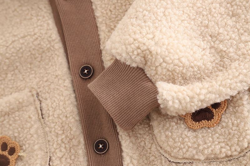 Conjunto bebé invierno 2 piezas chaqueta y pantalón felpa cálida,Ideal para clima otoñal en España