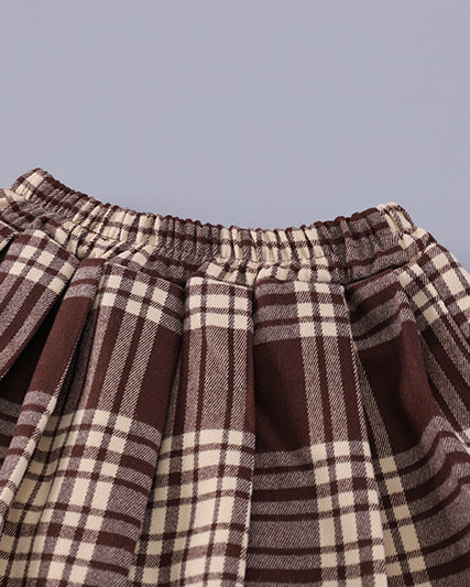 Conjunto niña 3 piezas elegante ropa bebé niña con chaleco de lana y falda de cuadros,Ideal para clima otoñal  en España