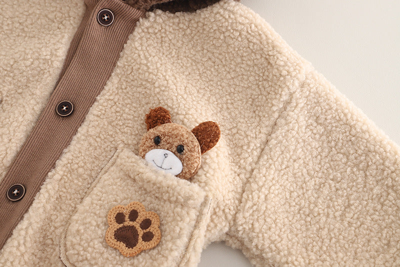 Conjunto bebé invierno 2 piezas chaqueta y pantalón felpa cálida,Ideal para clima otoñal en España