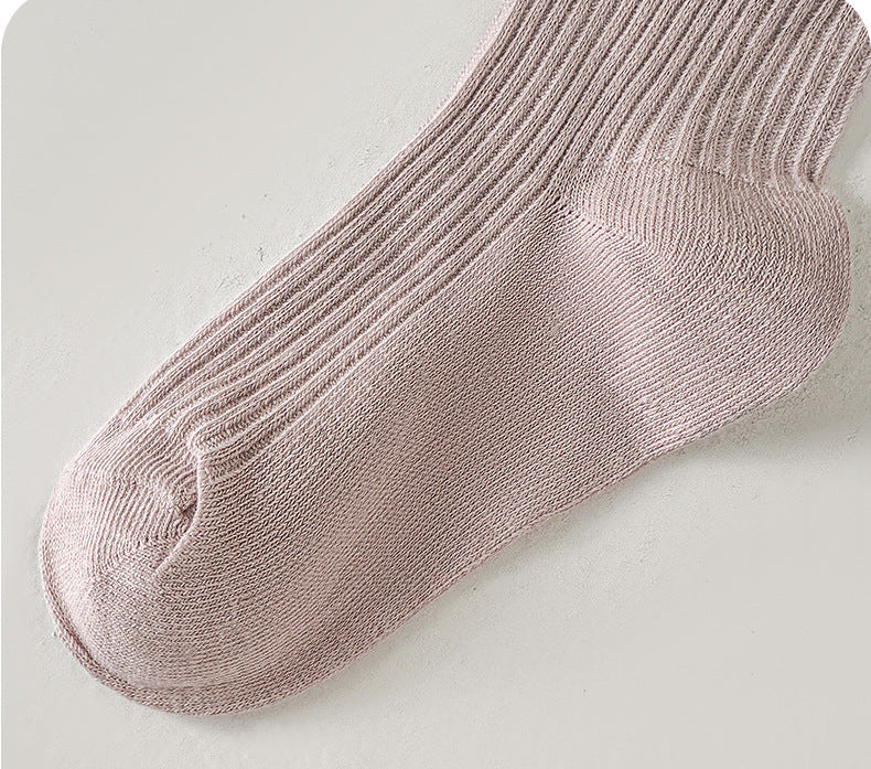 Soft pink ribbed ankle socks for kids, comfortable cotton blend, ideal for everyday wear