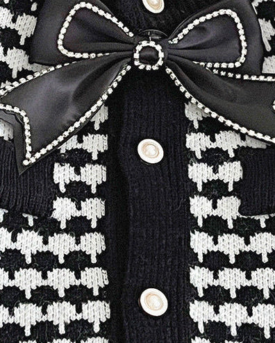 Conjunto niña invierno elegante ropa infantil: chaqueta tejida houndstooth y pantalón en España