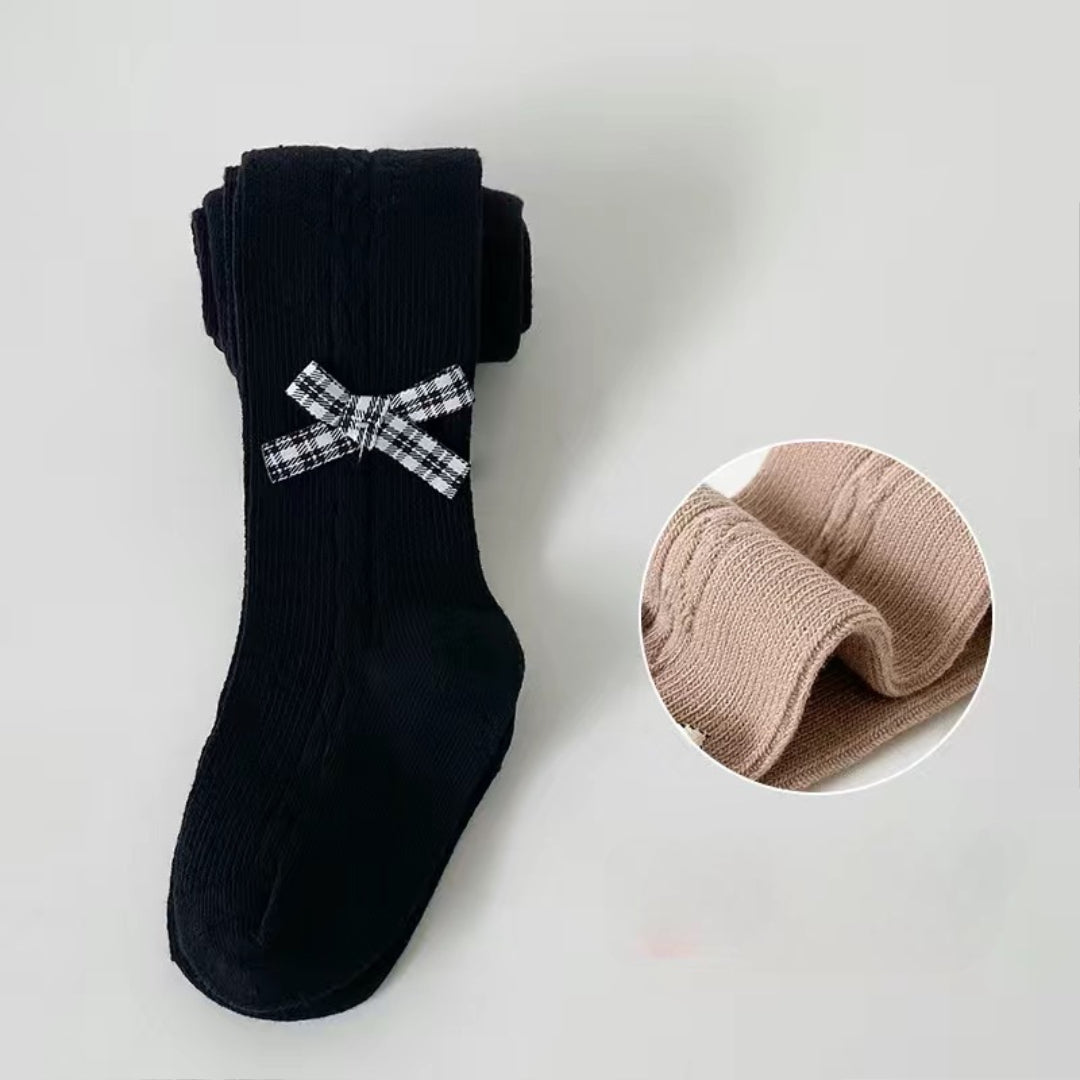 Calcetines niña largos de invierno con lazo clásico y cuadros | calcetines infantiles cálidos en España