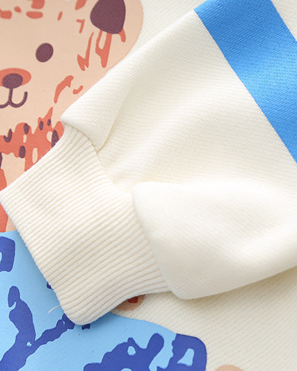 Conjunto niño 2 piezas sudadera y pantalón vaquero con estampado de oso estilo casual otoño , ropa infantil, Ideal para primavera y  verano en España