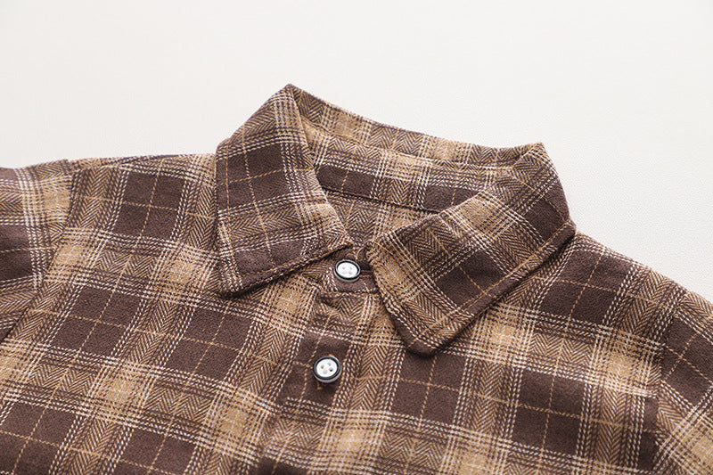 Conjunto ropa bebé niño 3 piezas invierno camisa de cuadros chaleco de lana pantalón , Ideal para clima otoñal en España