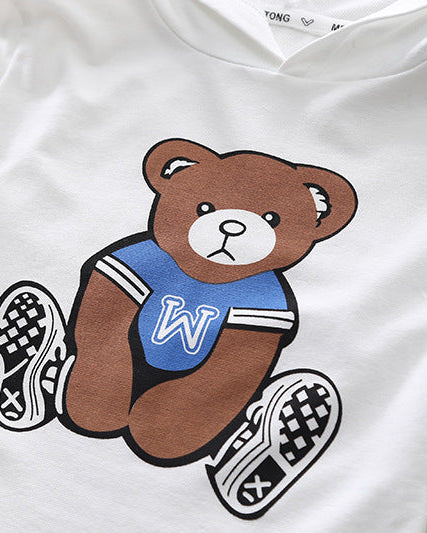Conjunto niño 3 piezas sudadera y pantalón vaquero con estampado de oso estilo casual otoño, ropa infantil en España