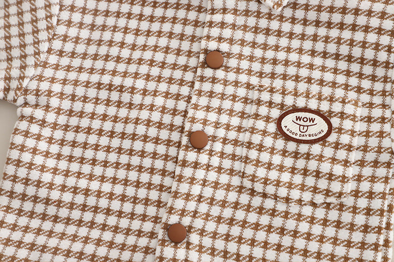 Conjunto niño 3 piezas ropa niño otoño invierno: camisa estampada pata de gallo, camiseta algodón y pantalón elástico en España