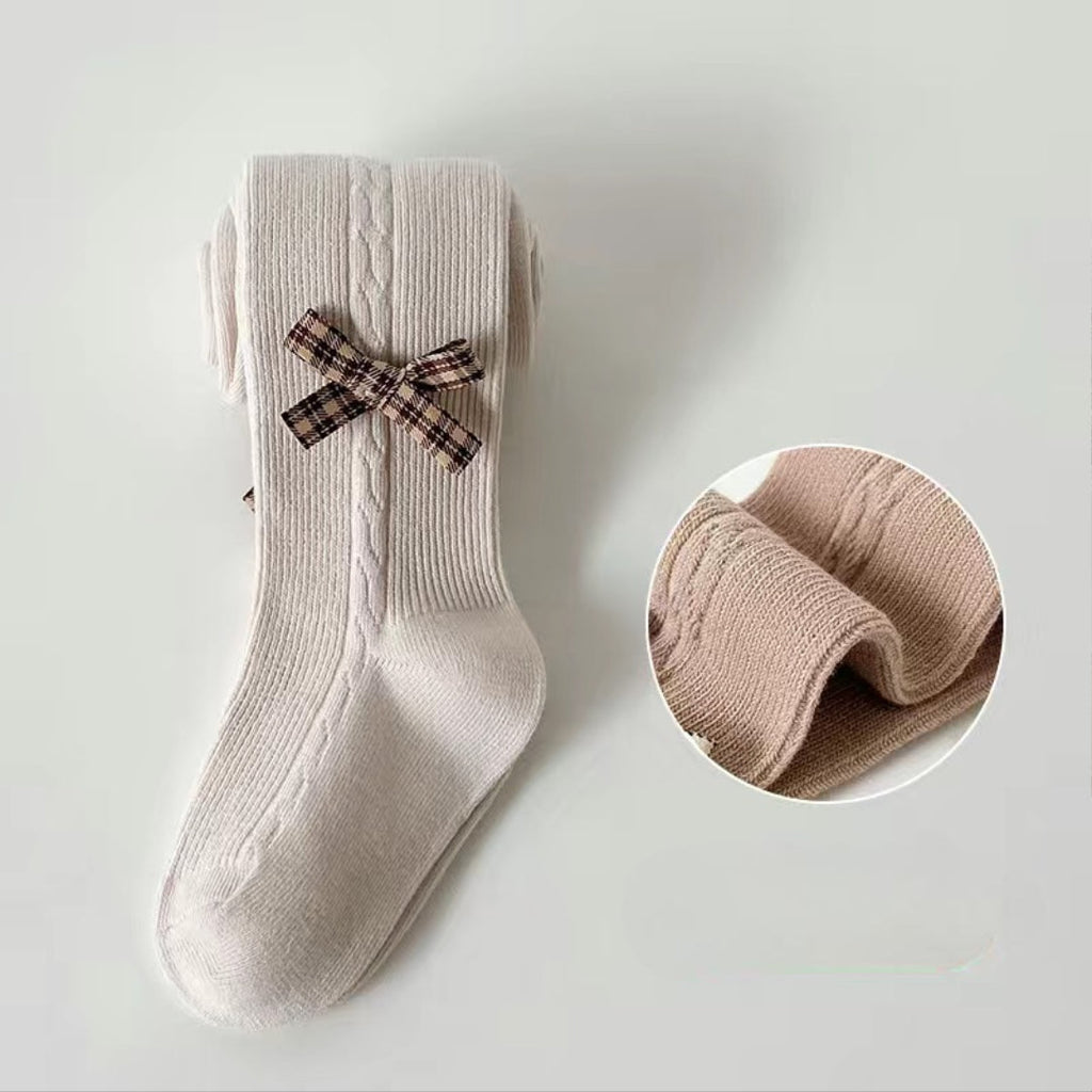 Calcetines niña largos de invierno con lazo clásico y cuadros | calcetines infantiles cálidos en España