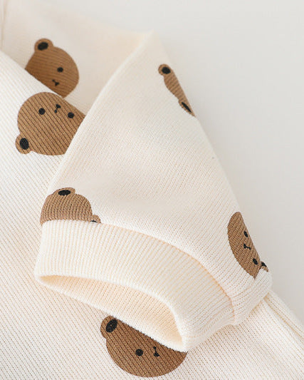 Conjunto bebé 3 piezas ropa bebé con cárdigan de oso y pantalón vaquero , Ideal para primavera y para clima otoñal en España