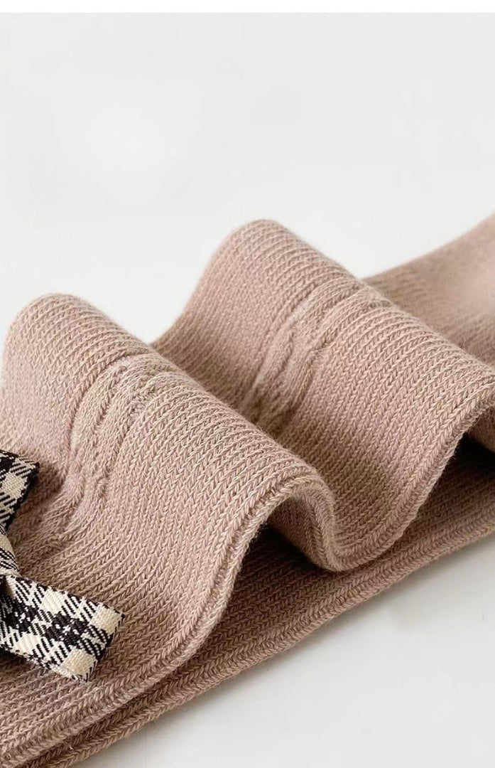 Calcetines niña largos de invierno con lazo clásico y cuadros | calcetines infantiles cálidos en España