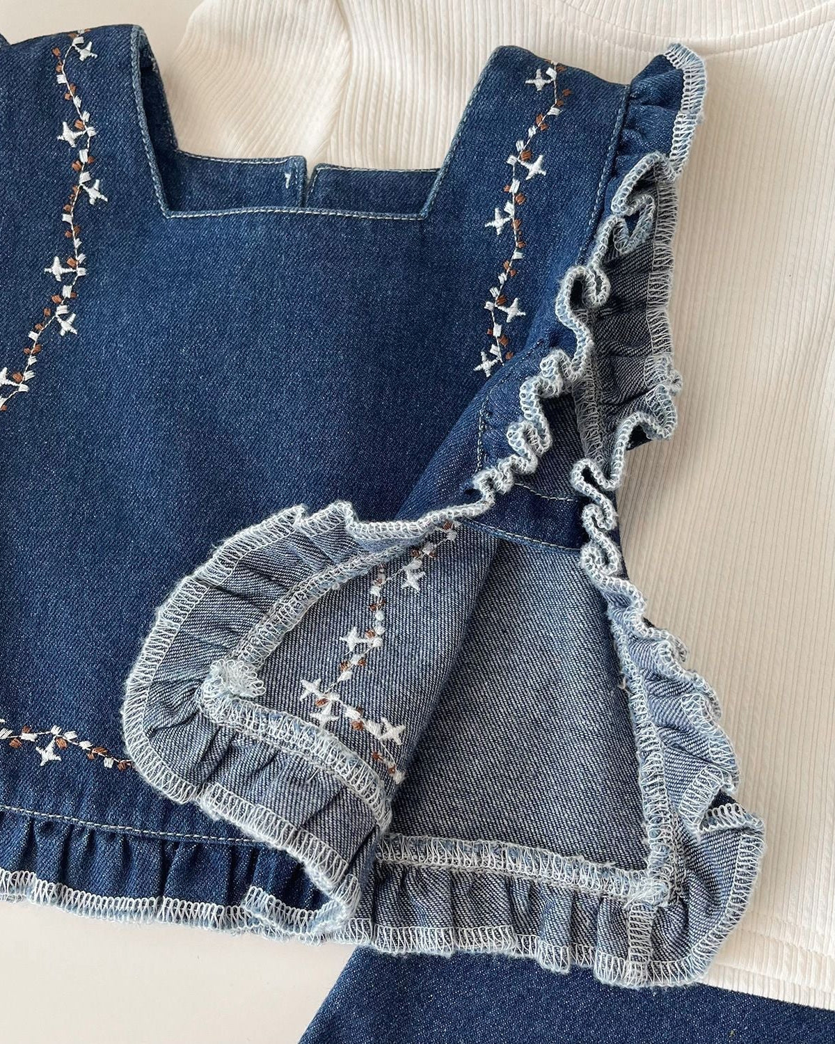 Conjunto niña 3 piezas ropa niña: blusa, chaleco vaquero de mezclilla y pantalón cómodo,Ideal para clima otoñal  en España