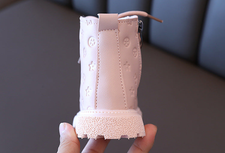 Bota de invierno cálida y rosa, ideal para el invierno