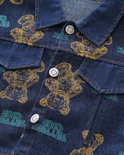 Conjunto niño 3 piezas sudadera y pantalón vaquero con estampado de oso estilo casual otoño, ropa infantil en España