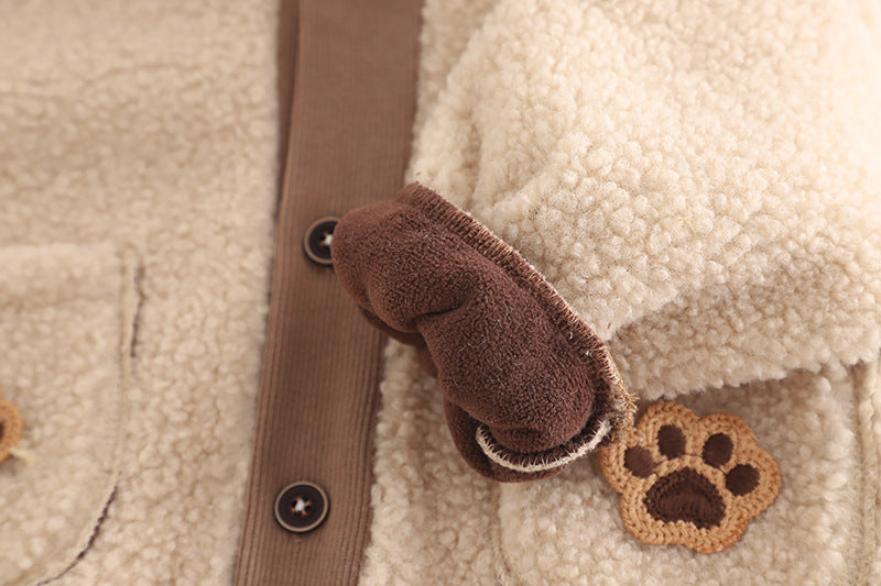 Conjunto bebé invierno 2 piezas chaqueta y pantalón felpa cálida,Ideal para clima otoñal en España