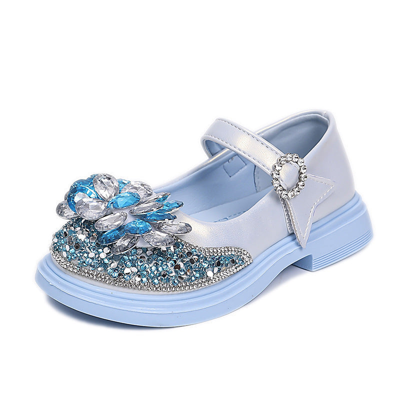 Zapato elegante para niña con diseño de flor de cristal brillante en España