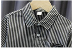 Conjunto niño 3 piezas: chaqueta negra, camiseta de rayas y pantalón beige | ropa niño elegante en España