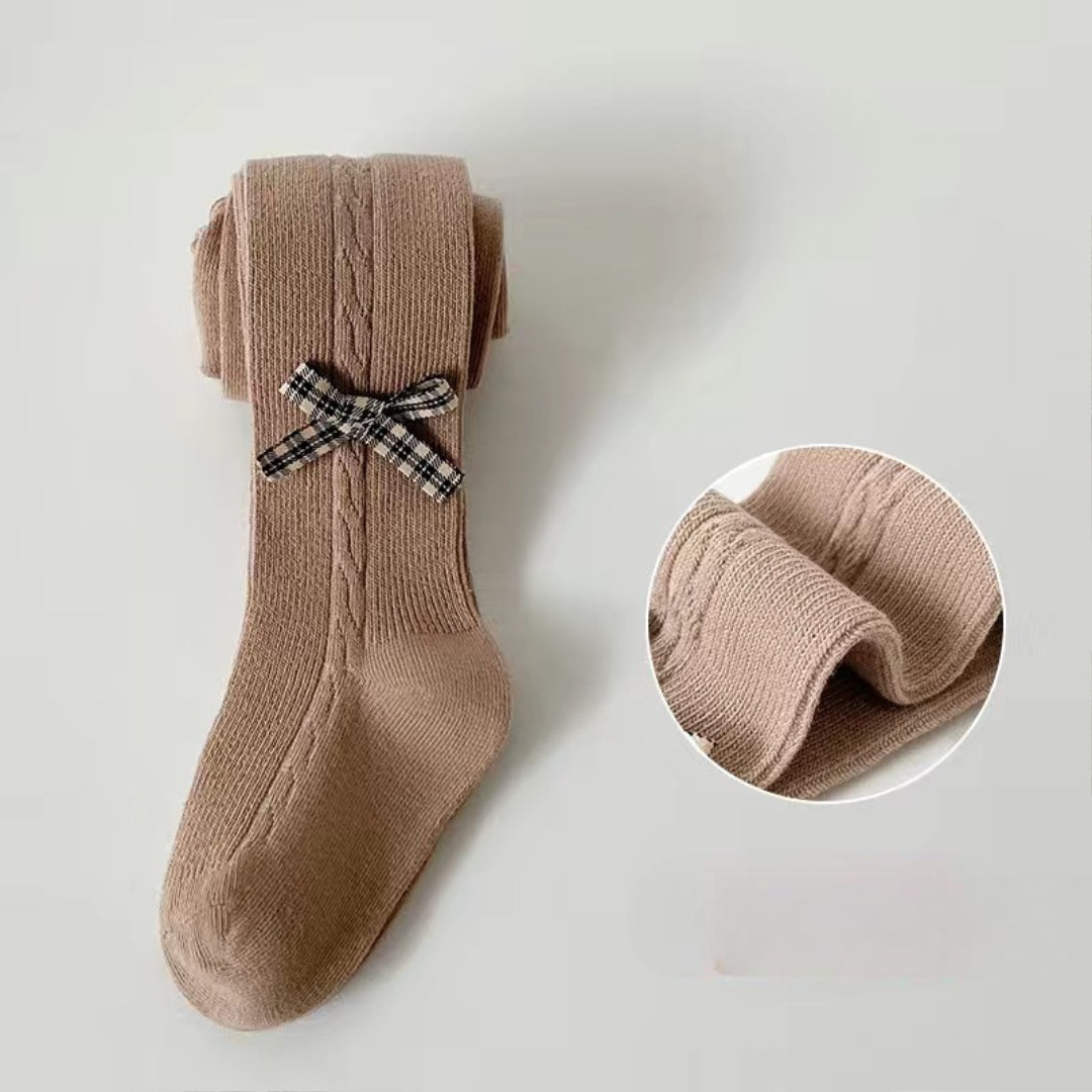 Calcetines niña largos de invierno con lazo clásico y cuadros | calcetines infantiles cálidos en España