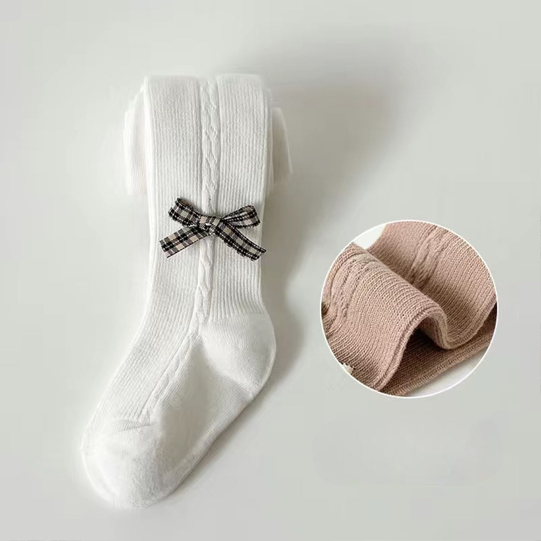 Calcetines niña largos de invierno con lazo clásico y cuadros | calcetines infantiles cálidos en España
