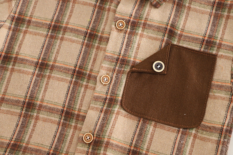 Conjunto infantil 3 piezas niño: camisa de cuadros, camiseta de algodón y pantalón vaquero en España
