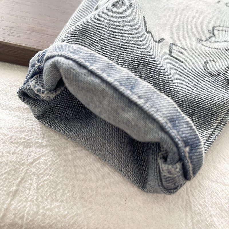 Conjunto niño invierno 3 piezas suéter con camisa integrada y pantalón vaquero estampado  en España