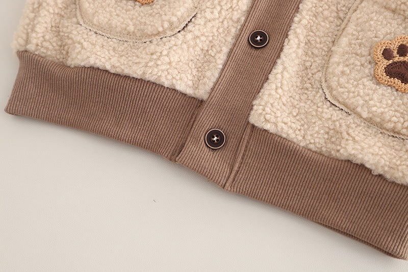 Conjunto bebé invierno 2 piezas chaqueta y pantalón felpa cálida,Ideal para clima otoñal en España