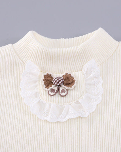 Conjunto niña 3 piezas invierno chaleco de piel, camiseta térmica y falda tweed ,Ideal para clima otoñal en España