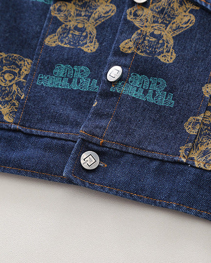 Conjunto niño 3 piezas sudadera y pantalón vaquero con estampado de oso estilo casual otoño, ropa infantil en España