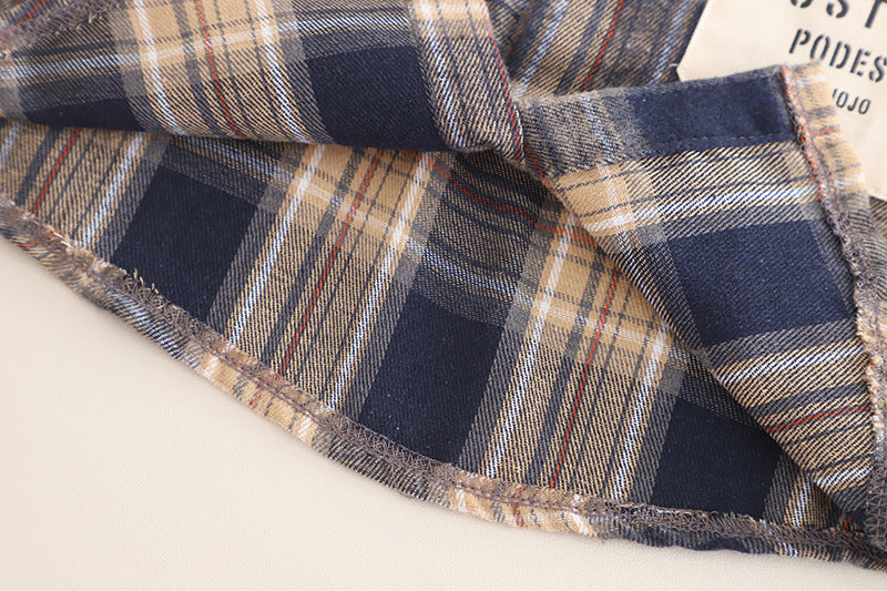 Conjunto niño 3 piezas de ropa niño: camiseta de algodón, camisa de cuadros y pantalón vaquero ancho cómodo en España