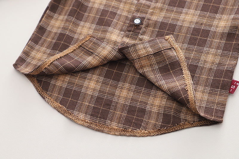 Conjunto ropa bebé niño 3 piezas invierno camisa de cuadros chaleco de lana pantalón , Ideal para clima otoñal en España