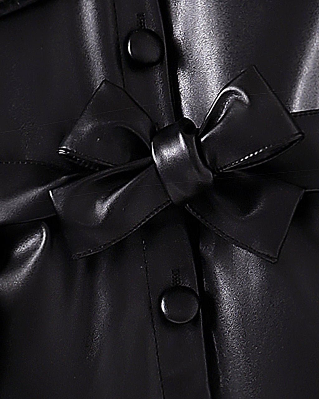 Abrigo Niña Negro Elegante Piel Sintética Gabardina